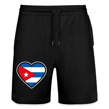 kuba flagge herz - Stanley/Stella Unisex Bio Joggingshorts Trainer  - Schwarz - Vorne - Nik (191cm) & Marisol (170cm)