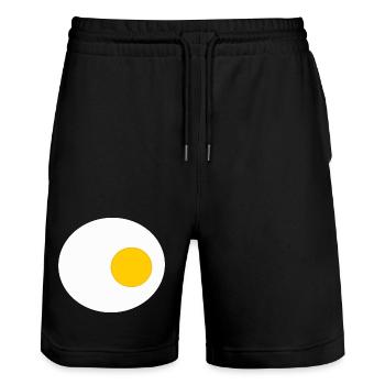 Fried Egg, Egg, Eggs, T-shirt, Apron Costume - Stanley/Stella Trainer Unisex Organic Jogging Shorts - black - Front - Nik (191cm) & Marisol (170cm)