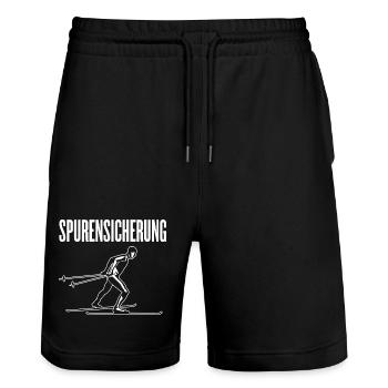 Langlauf Langläufer Langlaufen Spurensicherung - Stanley/Stella Unisex Bio Joggingshorts Trainer  - Schwarz - Vorne - Nik (191cm) & Marisol (170cm)