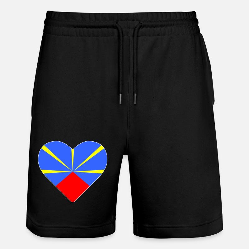 Coeur drapeau l’île de la réunion - Short de jogging bio TRAINER Stanley/Stella unisexe - noir