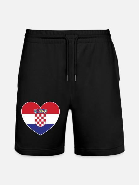 Croatia Flag Heart - Stanley/Stella Trainer Unisex Organic Jogging Shorts - black