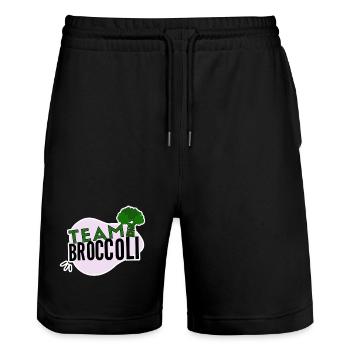 Team Broccoli - Stanley/Stella Trainer Unisex Organic Jogging Shorts - black - Front - Nik (191cm) & Marisol (170cm)