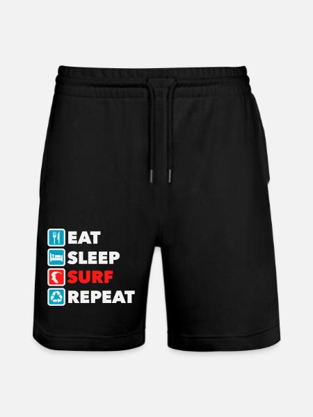 Eat Sleep Surf Repeat - Stanley/Stella Trainer Unisex Organic Jogging Shorts - black