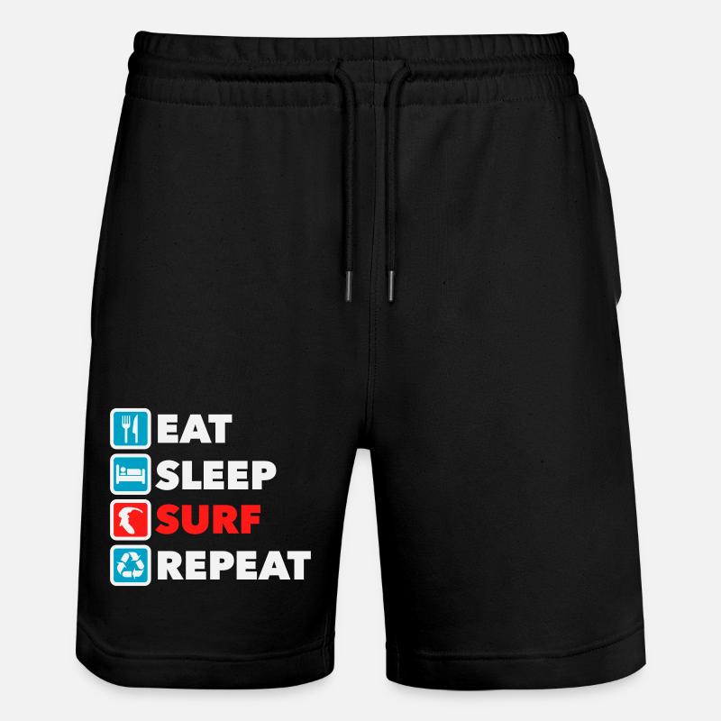 Eat Sleep Surf Repeat - Stanley/Stella Trainer Unisex Organic Jogging Shorts - black