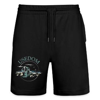 Usedom Beach Chair Illustration du symbole de la mer Baltique - Short de jogging bio TRAINER Stanley/Stella unisexe - noir - Devant - Nik (191cm) & Marisol (170cm)