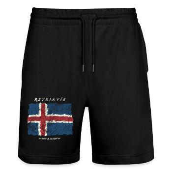 Islande Reykjavik - Short de jogging bio TRAINER Stanley/Stella unisexe - noir - Devant - Nik (191cm) & Marisol (170cm)