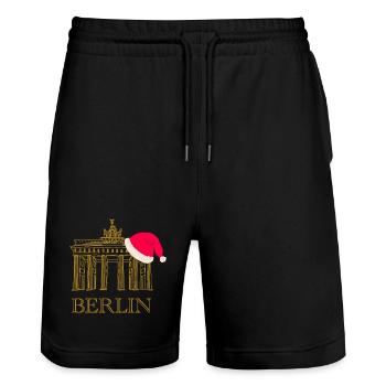 Berlin Christmas Brandenburg Gate - Stanley/Stella Trainer Unisex Organic Jogging Shorts - black - Front - Nik (191cm) & Marisol (170cm)