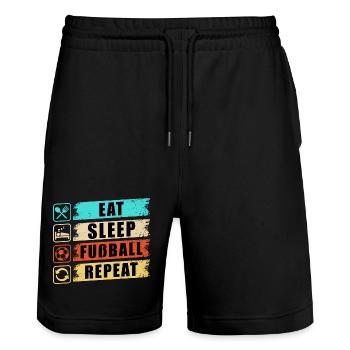 Eat Sleep Fußball Repeat - Stanley/Stella Unisex Bio Joggingshorts Trainer  - Schwarz - Vorne - Nik (191cm) & Marisol (170cm)