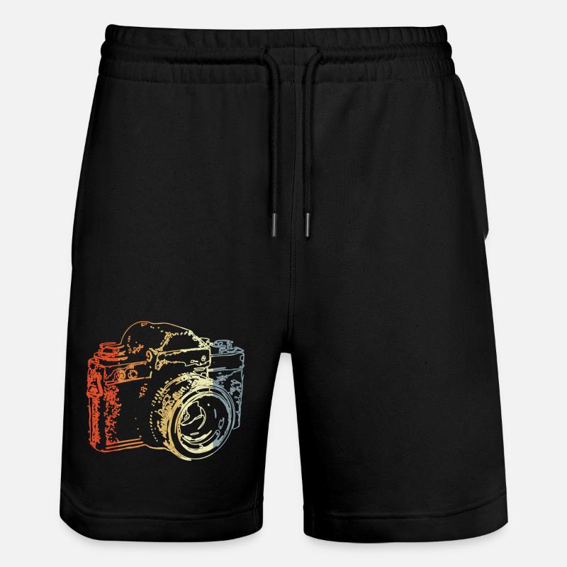 Dessin de caméra analogique rétro - Short de jogging bio TRAINER Stanley/Stella unisexe - noir