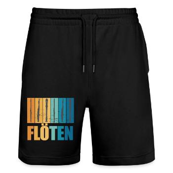 Flöten Vintage Musiker Instrument Geschenk - Stanley/Stella Unisex Bio Joggingshorts Trainer  - Schwarz - Vorne - Nik (191cm) & Marisol (170cm)