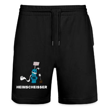 Heimscheisser WC Klo - Stanley/Stella Unisex Bio Joggingshorts Trainer  - Schwarz - Vorne - Nik (191cm) & Marisol (170cm)