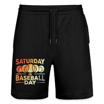 Lustiger Baseballer Spruch - Stanley/Stella Unisex Bio Joggingshorts Trainer  - Schwarz - Vorne - Nik (191cm) & Marisol (170cm)