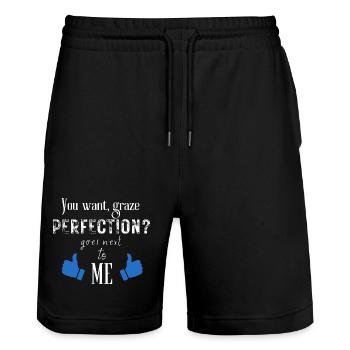 Perfektion kommt als Nächstes für mich - Stanley/Stella Unisex Bio Joggingshorts Trainer  - Schwarz - Vorne - Nik (191cm) & Marisol (170cm)
