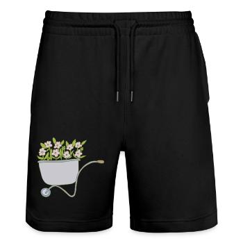 Wheelbarrows Flowers - Stanley/Stella Trainer Unisex Organic Jogging Shorts - black - Front - Nik (191cm) & Marisol (170cm)