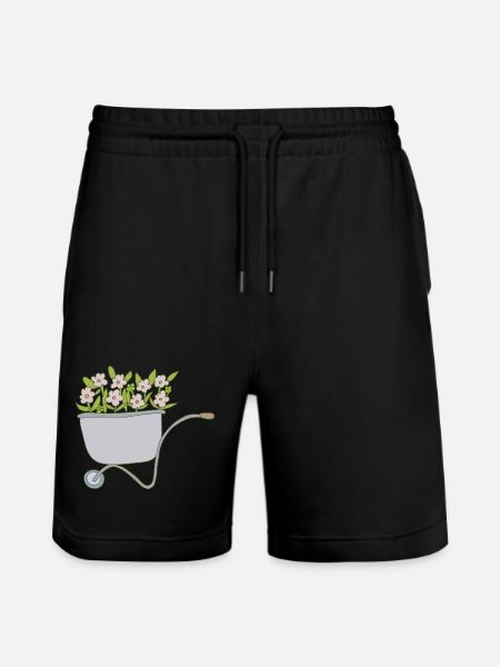 Wheelbarrows Flowers - Stanley/Stella Trainer Unisex Organic Jogging Shorts - black