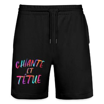Chiante et têtue phrase drôle cadeau femme fille - Short de jogging bio TRAINER Stanley/Stella unisexe - noir - Devant - Nik (191cm) & Marisol (170cm)