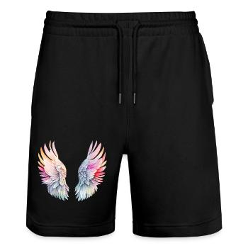 Ailes d'Ange Arc-en-ciel Angelwings - Short de jogging bio TRAINER Stanley/Stella unisexe - noir - Devant - Nik (191cm) & Marisol (170cm)