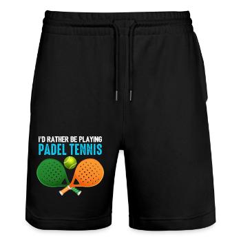 Padel Id Rather Be Playing Padel Tennis - Stanley/Stella Trainer Unisex Organic Jogging Shorts - black - Front - Nik (191cm) & Marisol (170cm)