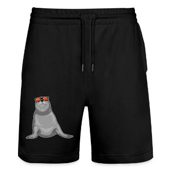 Seal Sunglasses - Stanley/Stella Trainer Unisex Organic Jogging Shorts - black - Front - Nik (191cm) & Marisol (170cm)