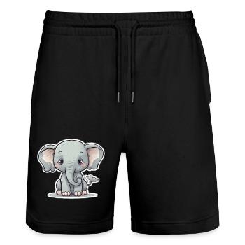 Whimsical Baby Elephant Charm - Stanley/Stella Trainer Unisex Organic Jogging Shorts - black - Front - Nik (191cm) & Marisol (170cm)