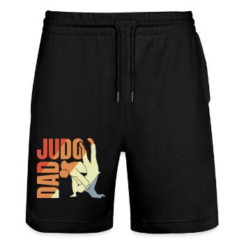 Judo Papa - Stanley/Stella Trainer Unisex Organic Jogging Shorts - black - Front - Nik (191cm) & Marisol (170cm)