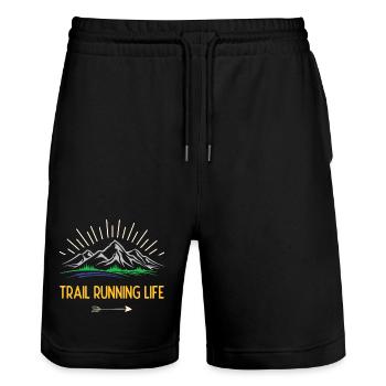 Trail Running Life - Stanley/Stella Trainer Unisex Organic Jogging Shorts - black - Front - Nik (191cm) & Marisol (170cm)