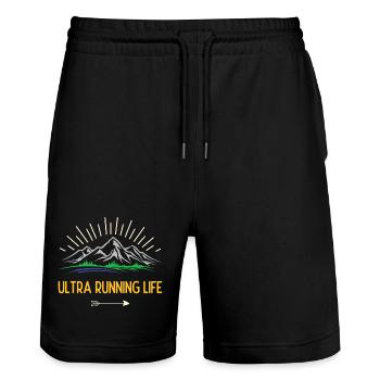 Ultra Running Life - Stanley/Stella Trainer Unisex Organic Jogging Shorts - black - Front - Nik (191cm) & Marisol (170cm)