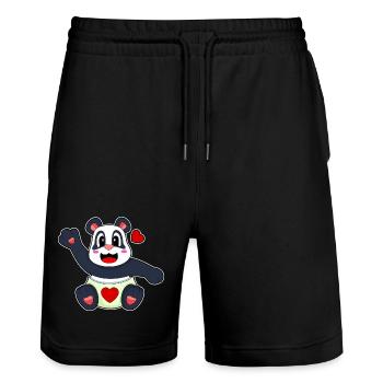 Couche pour bébé panda - Short de jogging bio TRAINER Stanley/Stella unisexe - noir - Devant - Nik (191cm) & Marisol (170cm)