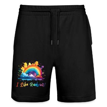 Ich mag Regenbögen - Stanley/Stella Unisex Bio Joggingshorts Trainer  - Schwarz - Vorne - Nik (191cm) & Marisol (170cm)