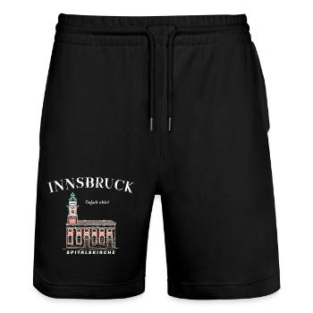 Innsbruck Austria, Simply Beautiful Drawing - Stanley/Stella Trainer Unisex Organic Jogging Shorts - black - Front - Nik (191cm) & Marisol (170cm)