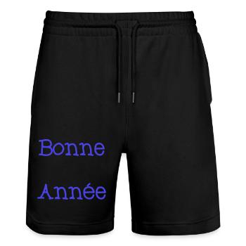 BONNE ANNEE. NOËL. ANNEE. ANNIVERSAIRE. RETRAITE. - Short de jogging bio TRAINER Stanley/Stella unisexe - noir - Devant - Nik (191cm) & Marisol (170cm)