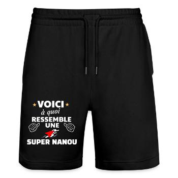 Design Inspiré Super Nanou Fête Noël - Short de jogging bio TRAINER Stanley/Stella unisexe - noir - Devant - Nik (191cm) & Marisol (170cm)