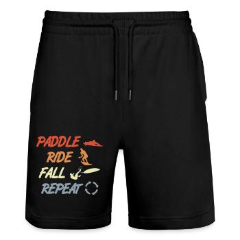 Paddle Surf Repeat - Stanley/Stella Trainer Unisex Organic Jogging Shorts - black - Front - Nik (191cm) & Marisol (170cm)