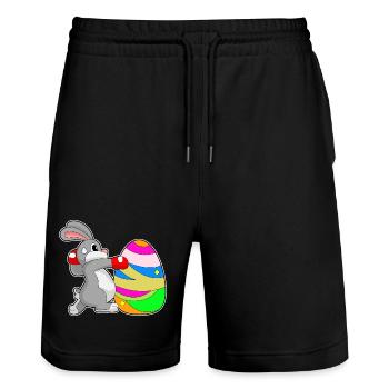 Hase Ostern Boxen - Stanley/Stella Unisex Bio Joggingshorts Trainer  - Schwarz - Vorne - Nik (191cm) & Marisol (170cm)