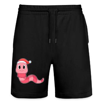 Wurm Weihnachten Weihnachtsmütze - Stanley/Stella Unisex Bio Joggingshorts Trainer  - Schwarz - Vorne - Nik (191cm) & Marisol (170cm)