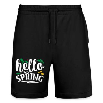 Bonjour le printemps - Short de jogging bio TRAINER Stanley/Stella unisexe - noir - Devant - Nik (191cm) & Marisol (170cm)
