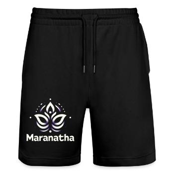 Maranatha Christ Coming Soon - Stanley/Stella Trainer Unisex Organic Jogging Shorts - black - Front - Nik (191cm) & Marisol (170cm)