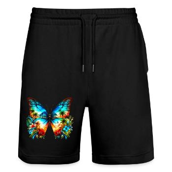 Papillon - Short de jogging bio TRAINER Stanley/Stella unisexe - noir - Devant - Nik (191cm) & Marisol (170cm)