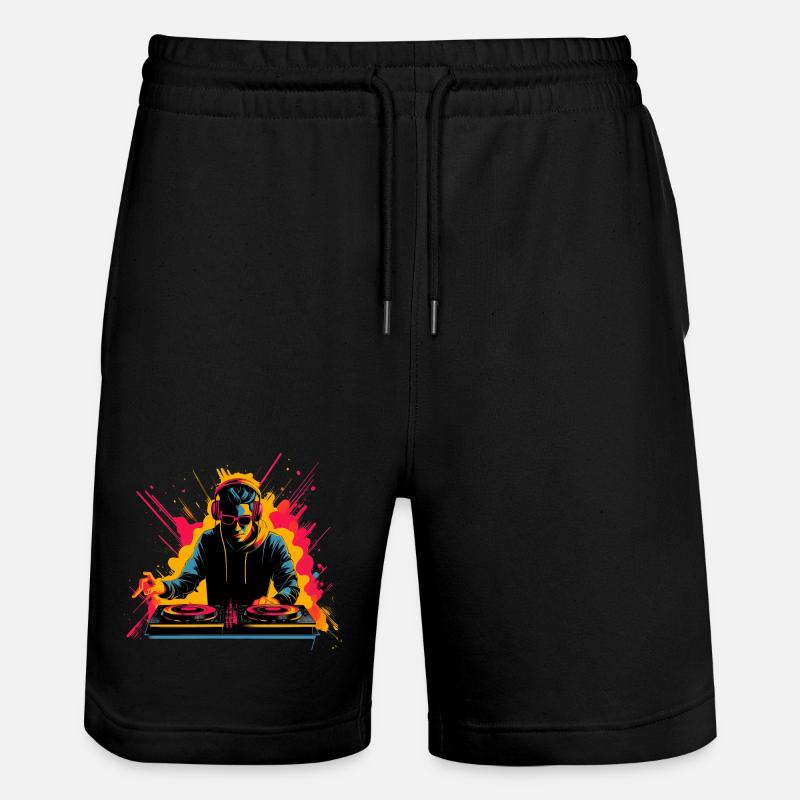 90er DJ Synthwave - Stanley/Stella Unisex Bio Joggingshorts Trainer  - Schwarz