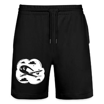 Propellerflugzeug Zeichnung - Stanley/Stella Unisex Bio Joggingshorts Trainer  - Schwarz - Vorne - Nik (191cm) & Marisol (170cm)