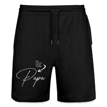 My favorite people call me PAPA - Stanley/Stella Trainer Unisex Organic Jogging Shorts - black - Front - Nik (191cm) & Marisol (170cm)