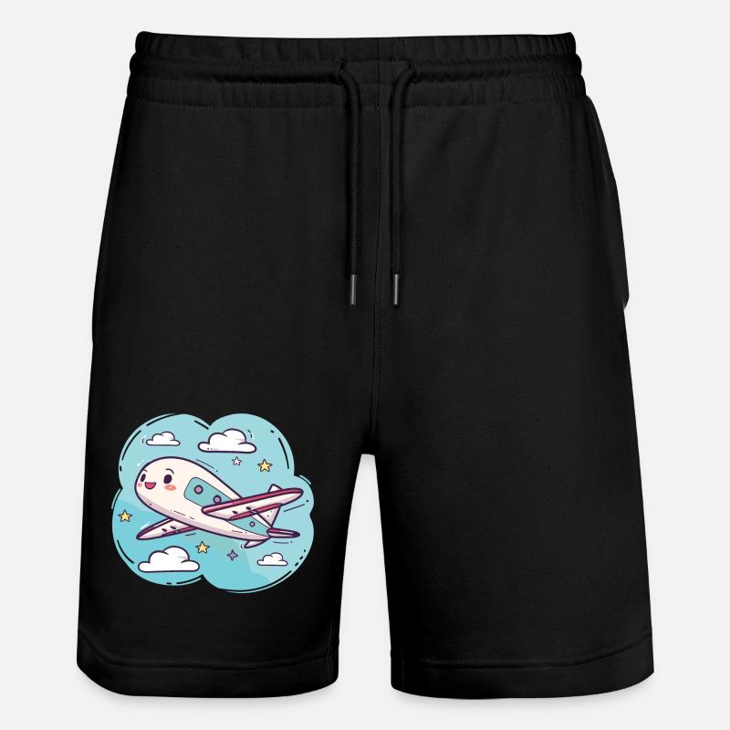 Flugzeug Comic Look - Stanley/Stella Unisex Bio Joggingshorts Trainer  - Schwarz