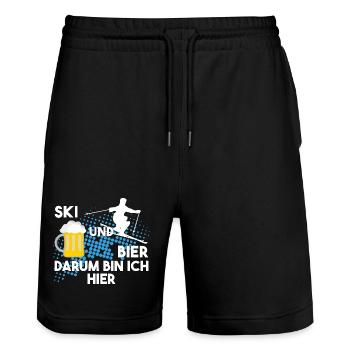 Ski und Bier darum bin ich hier - Stanley/Stella Unisex Bio Joggingshorts Trainer  - Schwarz - Vorne - Nik (191cm) & Marisol (170cm)