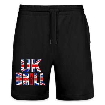 BOHRMASCHINE GROSSBRITANNIEN - Stanley/Stella Unisex Bio Joggingshorts Trainer  - Schwarz - Vorne - Nik (191cm) & Marisol (170cm)