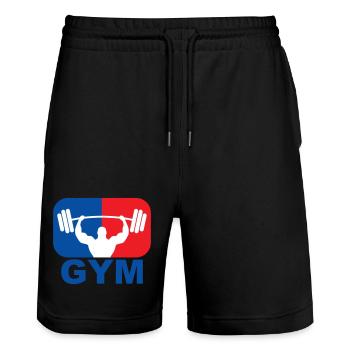 GYM Bodybuilding Gewicht - Stanley/Stella Unisex Bio Joggingshorts Trainer  - Schwarz - Vorne - Nik (191cm) & Marisol (170cm)