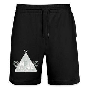 Campingfreunde für immer. Beste Camping Freunde - Stanley/Stella Unisex Bio Joggingshorts Trainer  - Schwarz - Vorne - Nik (191cm) & Marisol (170cm)