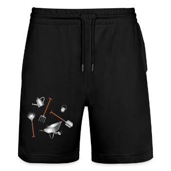Classic Garden Tools Set Illustration - Stanley/Stella Trainer Unisex Organic Jogging Shorts - black - Front - Nik (191cm) & Marisol (170cm)