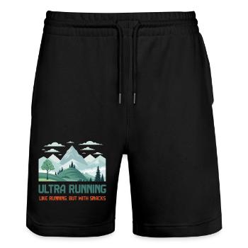 Ultra Running, Like Running But With Snacks - Stanley/Stella Trainer Unisex Organic Jogging Shorts - black - Front - Nik (191cm) & Marisol (170cm)