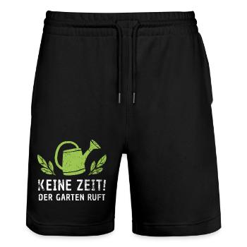 Keine Zeit - Der Garten Ruft Retro Gärtner Natur - Stanley/Stella Unisex Bio Joggingshorts Trainer  - Schwarz - Vorne - Nik (191cm) & Marisol (170cm)