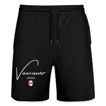Vancouver Canada, design minimaliste élégant - Short de jogging bio TRAINER Stanley/Stella unisexe - noir - Devant - Nik (191cm) & Marisol (170cm)